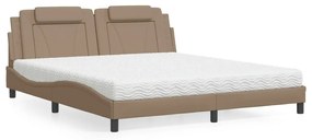 vidaXL Κρεβάτι με Στρώμα Καπουτσίνο 180x200 εκ. Συνθ. Δέρμα
