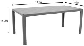 Τραπέζι Nares αλουμίνιο ανθρακί-plywood φυσικό 180x90x72.5εκ 180x90x72.5 εκ.