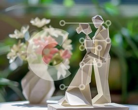 Intra Συλλεκτικό Ξύλινο Παζλ Plywood 4mm - Κομψό γλυπτό Origami ενός ζευγαριού με διακοσμητικό θέμα Σε Ξύλινο Κουτί - Διαστάσεις Puzzle: 10x10 cm – 25 κομμάτια