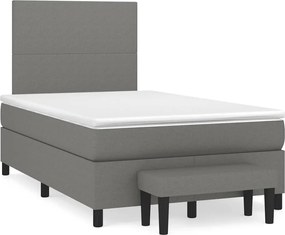 vidaXL Κρεβάτι Boxspring με Στρώμα Σκούρο Γκρι 120x190 εκ Υφασμάτινο