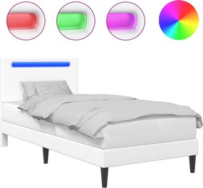 vidaXL Σκελετός Κρεβατιού με κεφαλάρι Λευκό 80 x 200 cm Τεχνητό Δέρμα