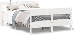vidaXL Σκελετός Κρεβ. Χωρίς Στρώμα Λευκό 135x190 εκ Μασίφ Πεύκο