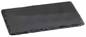 Δίσκος σερβιρίσματος Kesper 38100, 30x20cm, Σχιστόλιθος, Αντιολισθητικά πόδια, Μαύρο