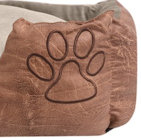 Κρεβάτι Σκύλου Μπεζ Μέγεθος L από Συνθετικό Δέρμα με Μαξιλάρι - Μπεζ