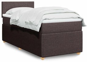 Κρεβάτι Boxspring με Στρώμα Σκούρο Καφέ 90x190 εκ. Υφασμάτινο