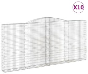 vidaXL Συρματοκιβώτια Τοξωτά 10 τεμ. 400x30x180/200 εκ. Γαλβαν. Ατσάλι