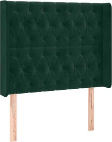 vidaXL Κρεβάτι Boxspring με Στρώμα &amp; LED Σκ. Πράσινο 90x200 εκ Βελούδο
