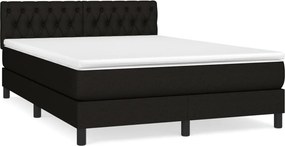 vidaXL Κρεβάτι Boxspring με Στρώμα Μαύρο 140x190 εκ. Υφασμάτινο