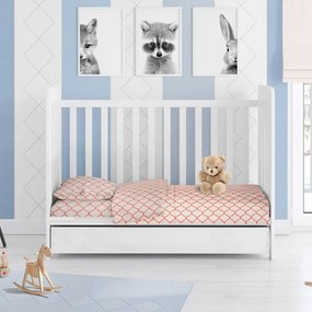Σεντόνια Βρεφικά Windows 161 Σετ 3τμχ White-Coral DimCol Cradle 120x160cm 100% Cotton