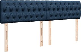 vidaXL Κρεβάτι Boxspring με Στρώμα Μπλε 200x200 εκ. Υφασμάτινο