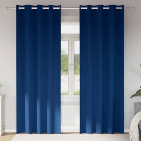 vidaXL Κουρτίνες με κουρτίνες 2 pcs Σκούρο Μπλε Πολυεστέρας