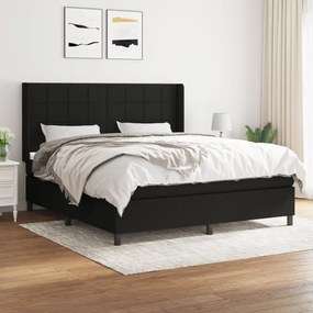 Κρεβάτι Boxspring με Στρώμα Μαύρο 160x200 εκ. Υφασμάτινο