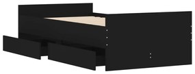 Πλαίσιο Κρεβατιού Με Συρτάρια Μαύρο 75x190 εκ Small Single - Μαύρο