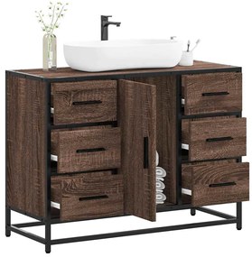 vidaXL Ντουλάπι Μπάνιου Νιπτήρα Καφέ Δρυς 80 x 33 x 60 εκ. Επεξ. Ξύλο