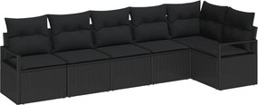 vidaXL Σετ Καναπέ 6 pcs Μαύρο συνθετικό ρατάν