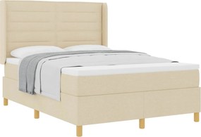 vidaXL Κρεβάτι με ελατήρια με στρώμα Κρεμ 140 x 190 cm ύφασμα