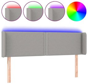 vidaXL Κεφαλάρι Κρεβατιού LED Ανοιχτό Γκρι 147x16x78/88 εκ. Υφασμάτινο