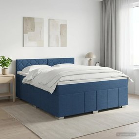 vidaXL Κρεβάτι box spring με στρώμα Μπλε 160 x 200 cm Ύφασμα