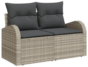 vidaXL Σετ Καναπέ Κήπου 9 Τεμαχίων με Μαξιλάρια Light Grey Πολυ Ρατάν