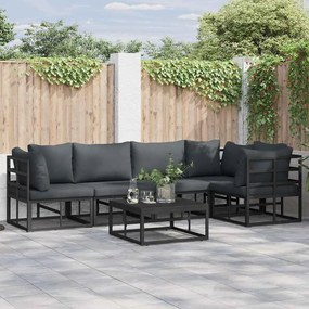 vidaXL Σετ Καναπέ Κήπου με μαξιλάρι 5 pcs Μαύρο Αλουμίνιο
