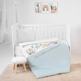 Σετ Σεντόνια Κούνιας 3τεμ. 70x140cm  Honey Happy Friends Blue  10420016402 Lorelli