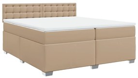 Κρεβάτι Boxspring με Στρώμα Καπουτσίνο 200x200εκ.από Συνθ.Δέρμα - Καφέ