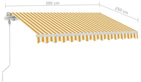 Τέντα Αυτόματη Ανεξάρτητη Κίτρινο / Λευκό 300x250 εκ. - Κίτρινο