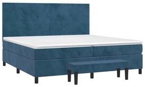 vidaXL Κρεβάτι Boxspring με Στρώμα Σκούρο Μπλε 200x200 εκ. Βελούδινο