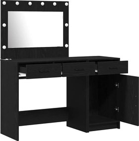 vidaXL Τραπέζι περιποίησης με συρτάρι 2 pcs Μαύρο Επεξεργασμένο ξύλο