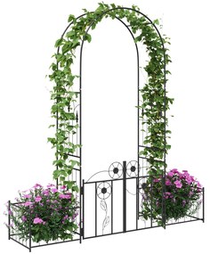 vidaXL Κήπος Αψίδα με κλειδαριά Μαύρο 203 x 50 x 218 εκ.