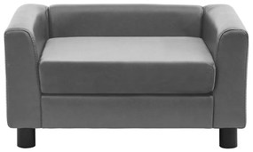 vidaXL Καναπές-Κρεβάτι Σκύλου Γκρι 60x43x30 εκ. Βελουτέ/Συνθετ. Δέρμα