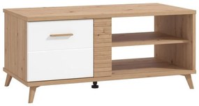 Τραπεζάκι Σαλονιού Bretagna Artisan Oak - Λευκό Γυαλιστερό 120x60x53,5 εκ. 120x60x53.5 εκ.