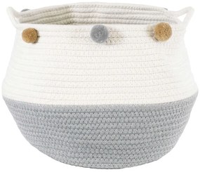 Καλάθι - Κασπώ Kythnos 20313 Φ25x24cm Grey-White GloboStar 100% Cotton