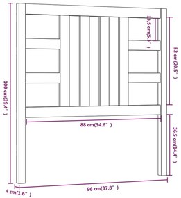 vidaXL Κεφαλάρι Κρεβατιού Μελί 96 x 4 x 100 εκ. από Μασίφ Ξύλο Πεύκου