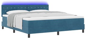 vidaXL Κρεβάτι με Στρώμα & LED  Σκούρο Μπλε 180x200 εκ. Βελούδο