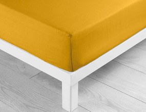 Σεντόνι Υπέρδιπλο με λάστιχο Lina Douceur d'intérieur από βαμβάκι 57TC, με διαστάσεις 160x200cm - Curry