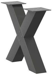 vidaXL Πόδια Τραπεζιού Σαλονιού σε Σχήμα Χ, 2 τεμ. Ανθρακί 50x(42-43) εκ. Ατσάλι