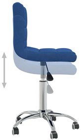 vidaXL Καρέκλα Τραπεζαρίας Περιστρεφόμενη Μπλε Υφασμάτινη