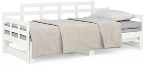 vidaXL Καναπές Κρεβάτι Συρόμενος Λευκός 2x(90x200) εκ. από Μασίφ Πεύκο