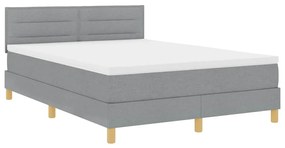 vidaXL Κρεβάτι box spring με στρώμα Ανοιχτό γκρι 140 x 200 cm ύφασμα
