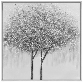 Πίνακας Καμβάς Δέντρο 832514 80x80cm Silver-Black Ankor Κάθετοι Καμβάς