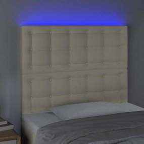 vidaXL Κεφαλάρι Κρεβατιού LED Κρεμ 90x5x118/128 εκ