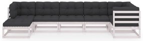 vidaXL Σαλόνι Κήπου Σετ 7 Τεμαχίων από Μασίφ Ξύλο Πεύκου με Μαξιλάρια
