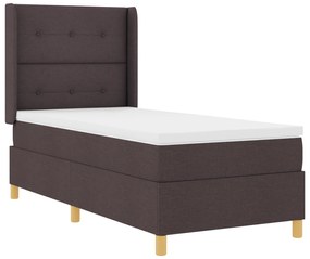 vidaXL Κρεβάτι με Στρώμα & LED Σκούρο Καφέ 90x200 εκ. Υφασμάτινο