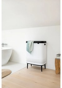 Καλάθι πλυσίματος Brabantia Bo 1004176, 2x45 l, Πλήρωση χωρίς άνοιγμα, οπές εξαερισμού, ρυθμιζόμενα πόδια, Λευκό