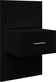 vidaXL Κομοδίνο Επιτοίχιο με Φώτα LED Μαύρο