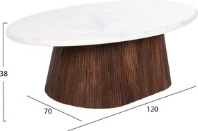 ΤΡΑΠΕΖΙ ΣΑΛΟΝΙΟΥ ΟΒΑΛ PURGER HM9716 ΜΑΣΙΦ MANGO-ΛΕΥΚΟ ΜΑΡΜΑΡΟ 120x70x38Υεκ.