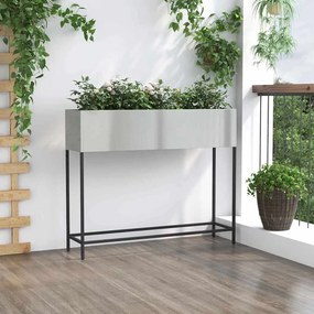 vidaXL Υψωμένη Γλάστρα Κήπου Ασημί 100 x 26 x 82 εκ