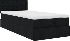 vidaXL Οθωμανικό κρεβάτι με στρώμα Μαύρο 80x200cm Ύφασμα