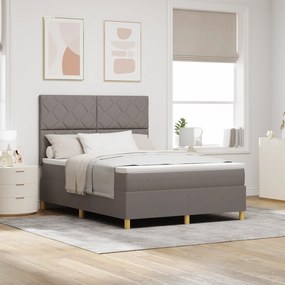 vidaXL Κρεβάτι Box Spring με Στρώμα & LED Καφέ 140x190 εκ. Ύφασμα